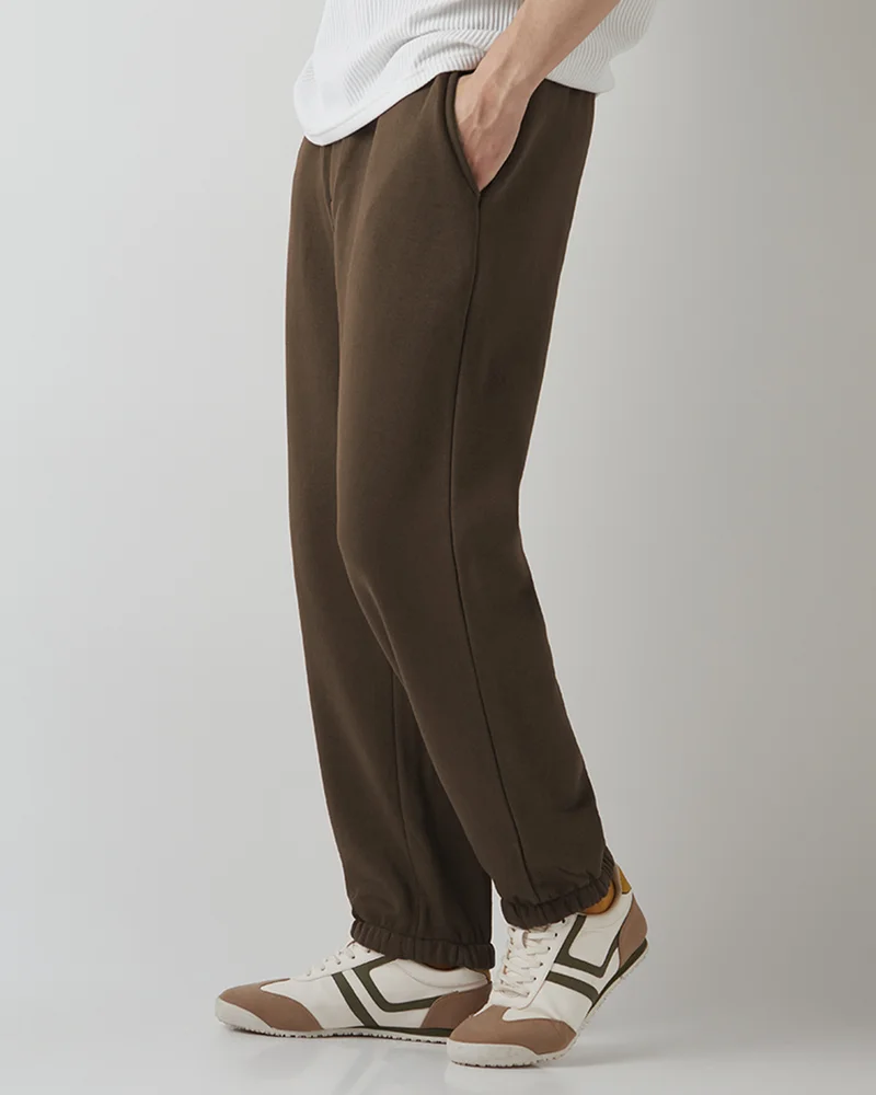 بيواكوف Men's Chocolate Brown Oversized Brushed Joggers